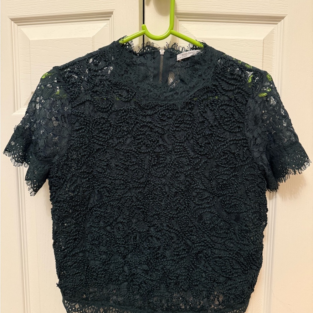 Zara Dark Green Lace Blouse
